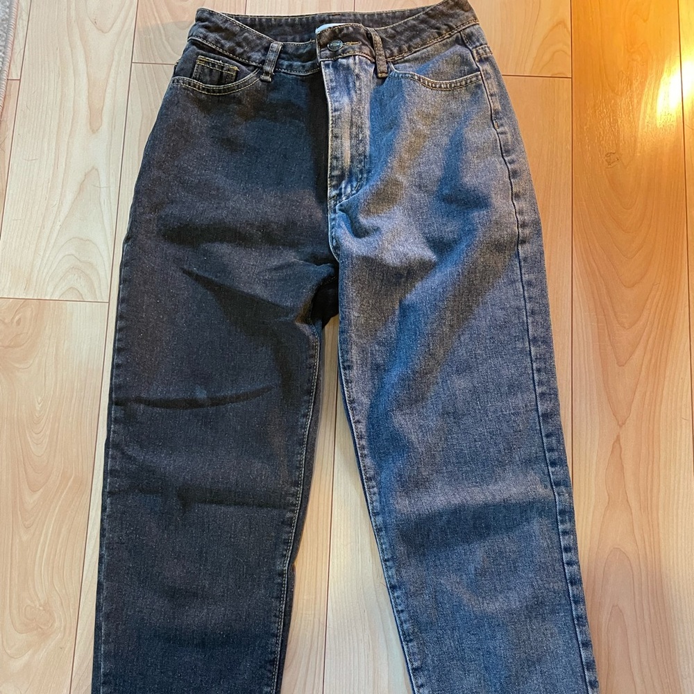 Boyfriend fit color block jeans